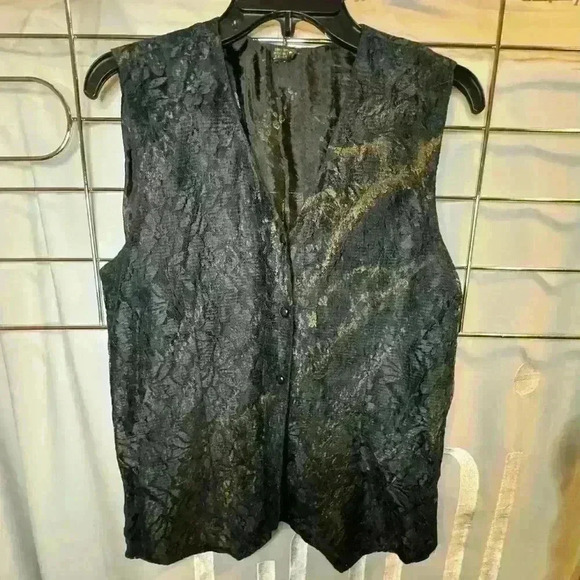 Hand painted chiffon and lace vest - Picture 1 of 5